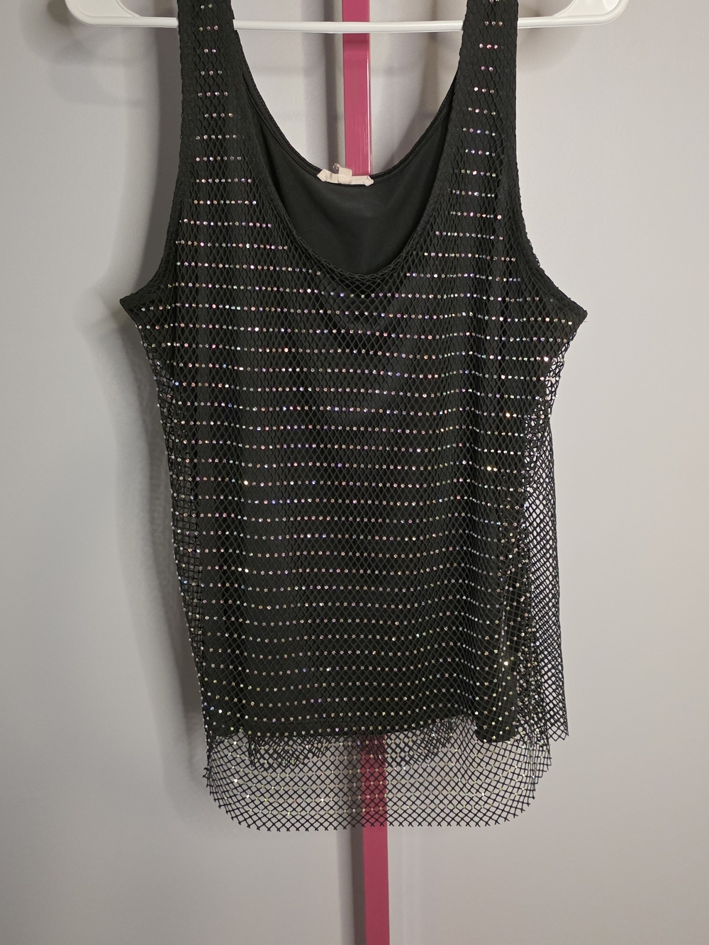 Maurices Black Mesh Sequin Tank Top Sz XL